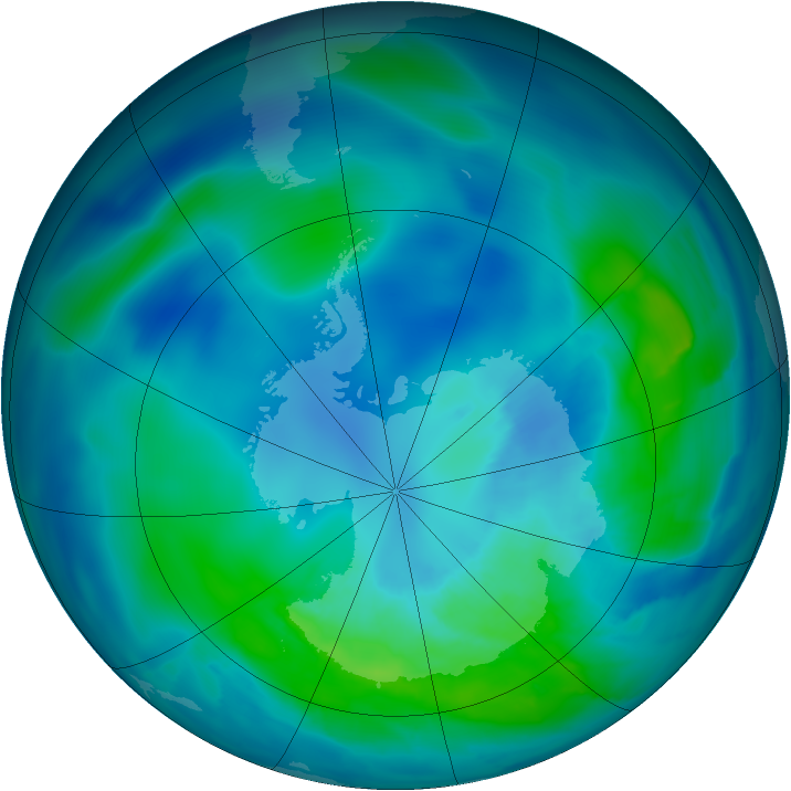Antarctic ozone map for 28 March 2012